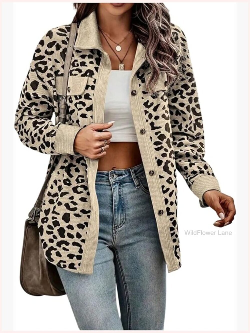 Women's Leopard Blouse Button Down Long Sleeve Collared Top